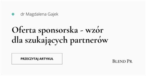 Oferta sponsorska – wzór dla szukających partnerów